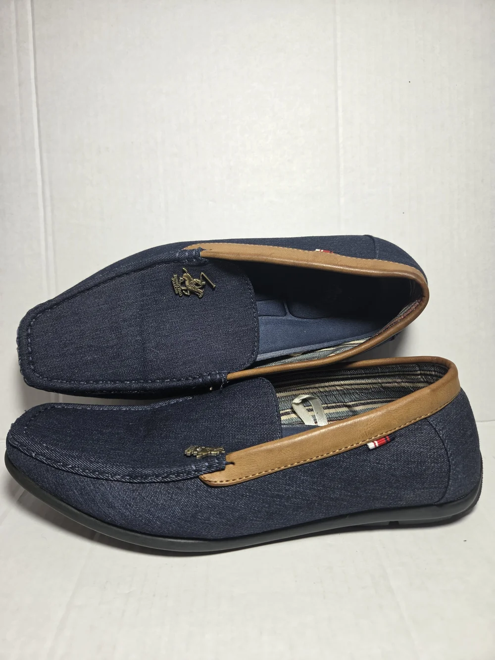 Beverly Hills Polo Club Men's Blue Denim Slip-On Loafer, Square Toe